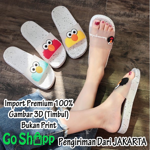 Sandal Wanita Karet Motif Elmo Original Import - Sandal Wanita Lucu Import High Quality [SD01]