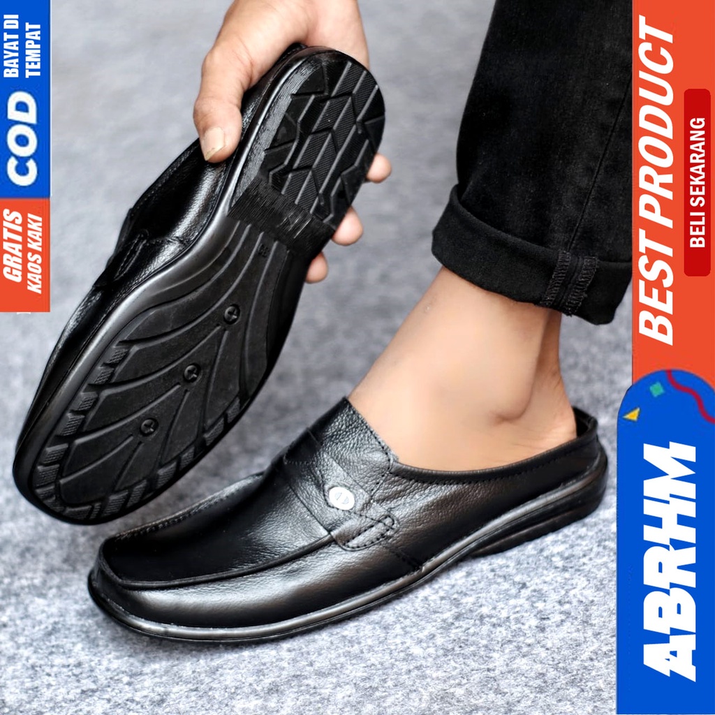 Sepatu Sandal Casual Kulit Asli Bustong Tutong Sendal Slop Original Murah Terbaru Kekinian