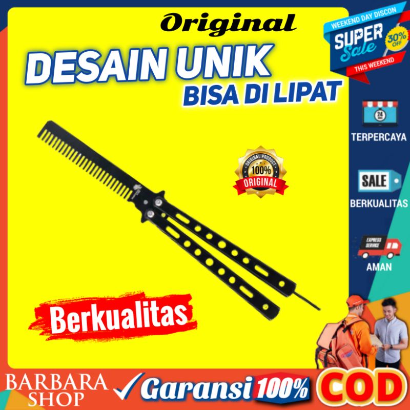 Sisir Lipat Besi Butterfly Sisir Rambut Pria Wanita Balisong Training Knife CS GO KNIFEZER