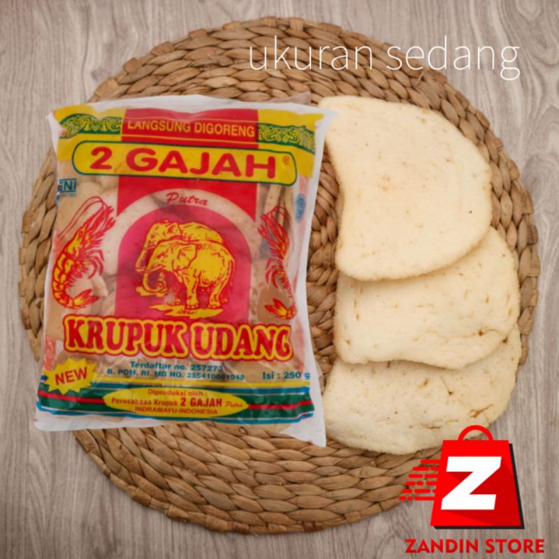 

krupuk udang 2 gajah putra | krupuk udang indramayu cap 2 gajah putra (sedang 250gr)