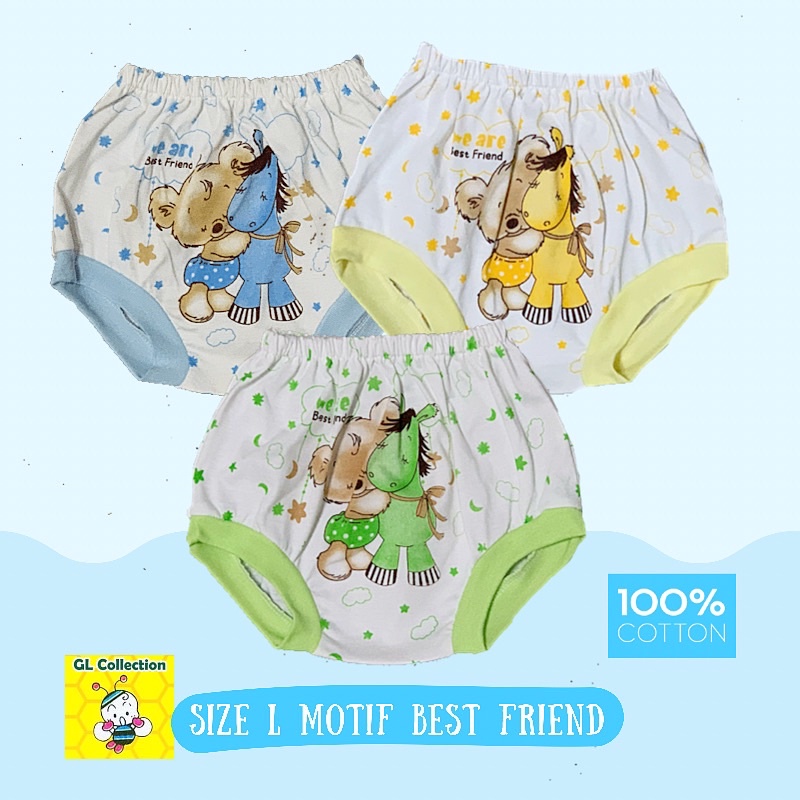 OBRAL! ISI 3PCS! CD CELANA DALAM ANAK SIZE L (2-4 TAHUN) 100%KATUN