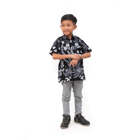 BATIK COUPLE ANAK  TERBARU-HEM cendrawasih abu