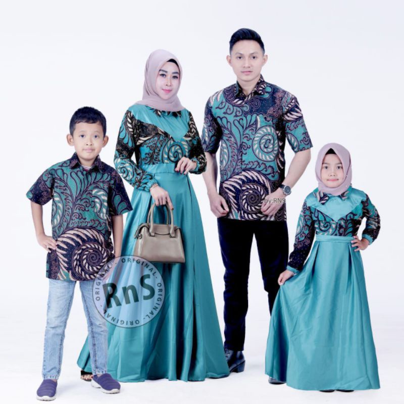 Bisa Pisah Batik Couple Keluarga Sania Ruffle Ori Ndoro Jowi TERMURAH Velvet Hijau Original Afiani - Baju batik Keluarga Sarimbit Ayah Ibu Dan Anak - Batik