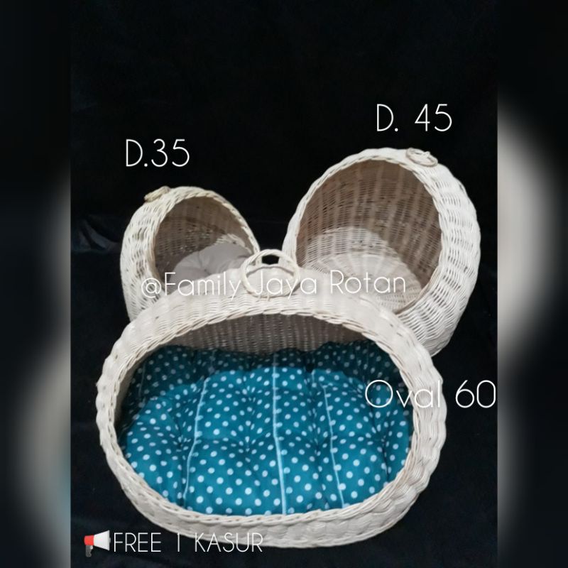 rumah kucing anjing rotan/kandang hewan rotan bulat gratis kasur