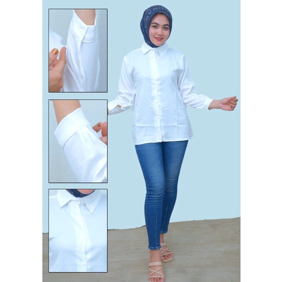KEMEJA WANITA POLOS BASIC / GIOVANI SHIRT BASIC WANITA / KEMEJA POLOS CASUAL PUTIH HITAM