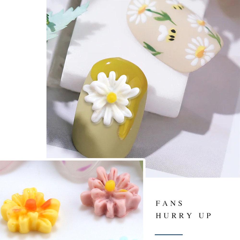 Agustina Perhiasan Kuku Daisy Kecil Gaya Perancis Pesona Elegan Indah DIY Nail Art Desgin