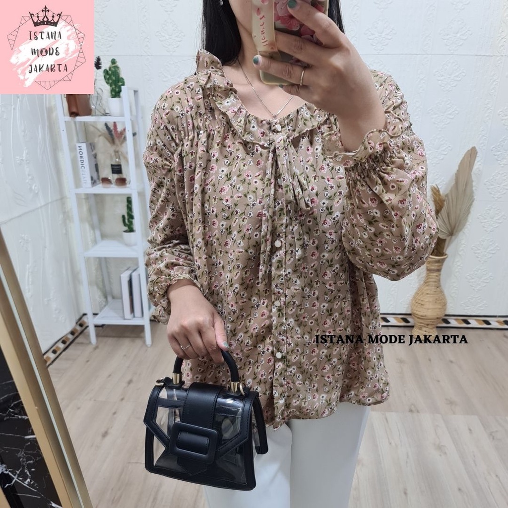 ISTANA MODE JAKARTA Sonya Jumbo baju atasan wanita terbaru blouse korean style blouse wanita lengan panjang-COKSU PINK 6