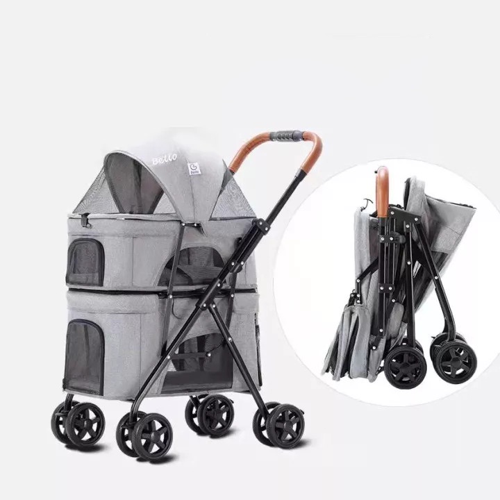 Stroller Bello LD03S Pet 4 Roda 2 Tingkat Max 20kg Untuk Anjing dan Kucing