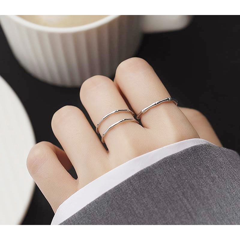 Cincin Jari Telunjuk Desain Bambu Warna Permen Gaya Simple Untuk Wanita