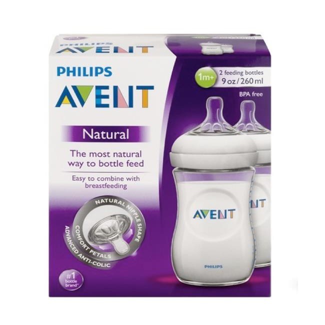 Philips Avent Feeding Bottle Natural 260ml TWIN isi 2 Botol Susu WHS