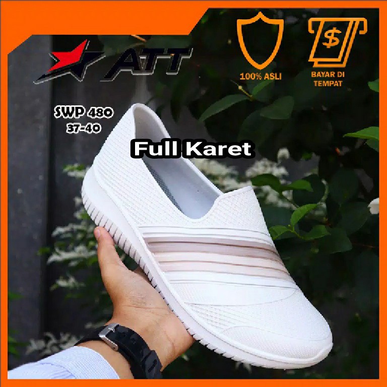 (COD) TERMURAH Sepatu Karet Wanita Santai Slip On ATT SWP 480