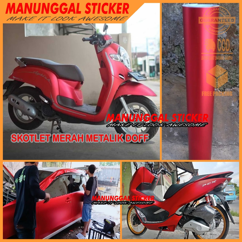 Stiker skotlet motor matte chrome red , skotlet krom metalik dop merk infinity/maxdecal