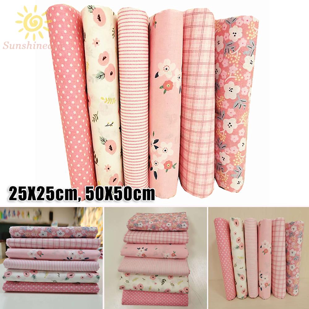 6pcs 25 50cm Kain Katun Pre Cut Motif  Bunga  Untuk Menjahit 