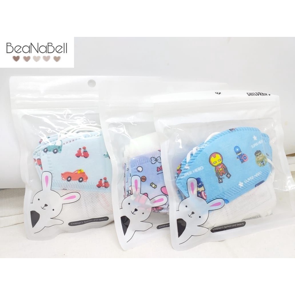 Beanabell 10Pcs Masker Anak Duckbil Earloop Masker Duckbil Anak Motif Kartun