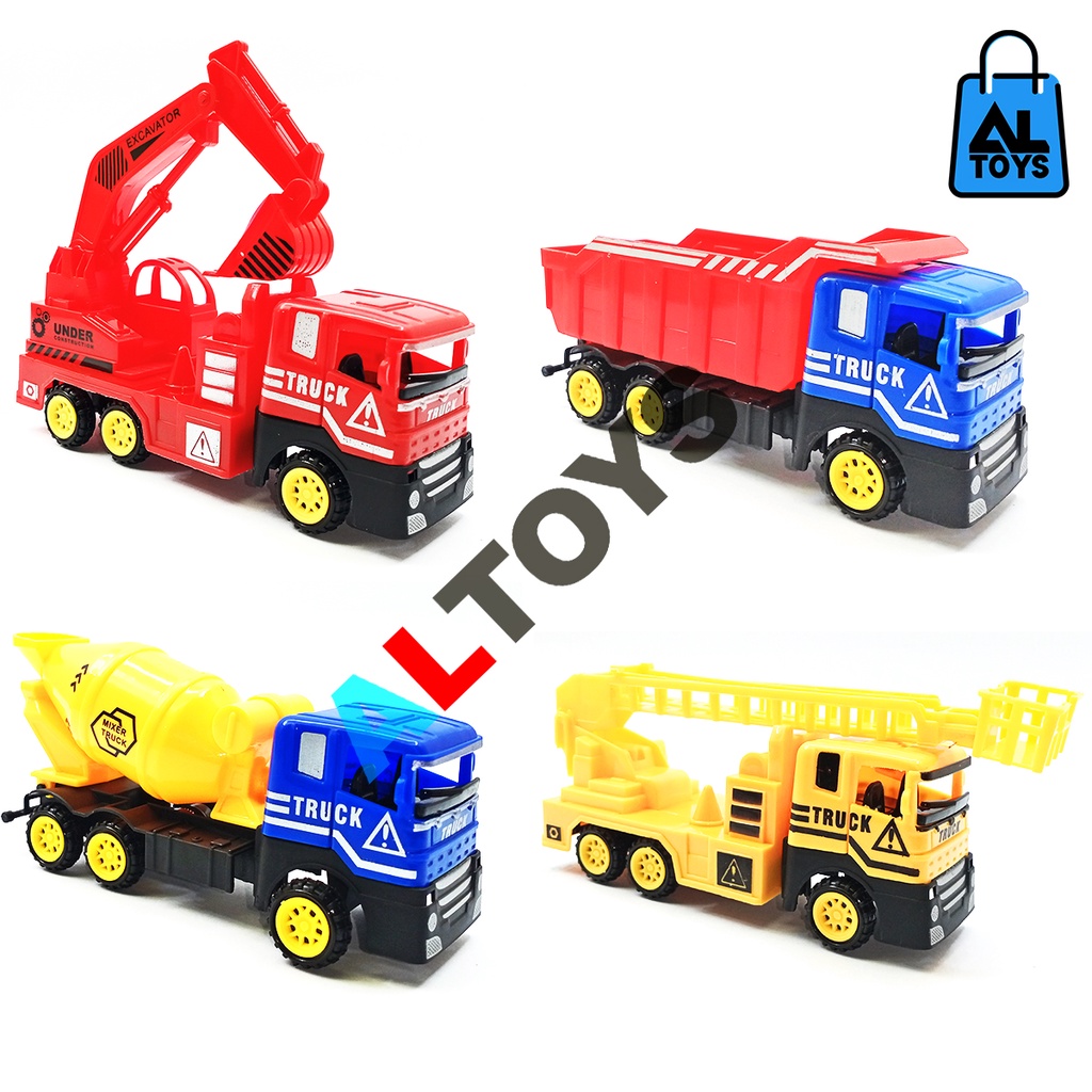 Mainan Mobil Konstruksi Set MT06 Truck Tronton / Exsavator / Crane / Mixer