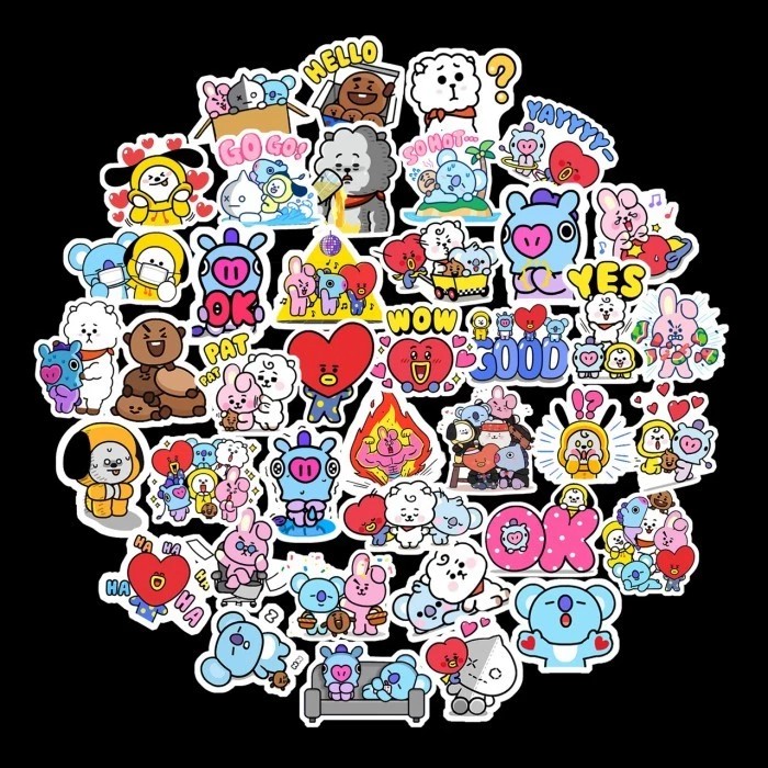 

40Pcs / Set Sticker BTS BT21 KPOP Stiker BTS BT21 Cute Waterproof