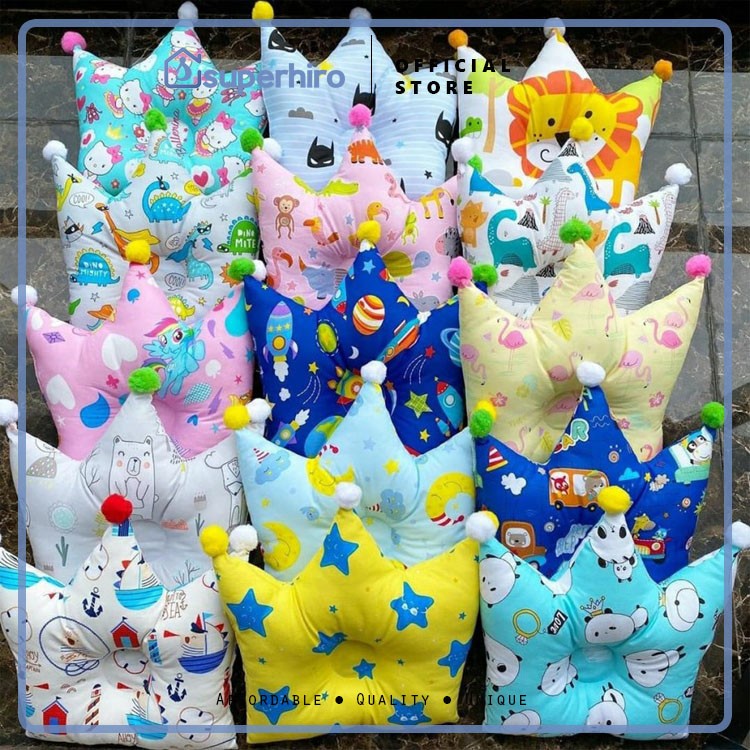 Bantal Bayi Baby Model Peang Crown Motif Mahkota Motif Cotton