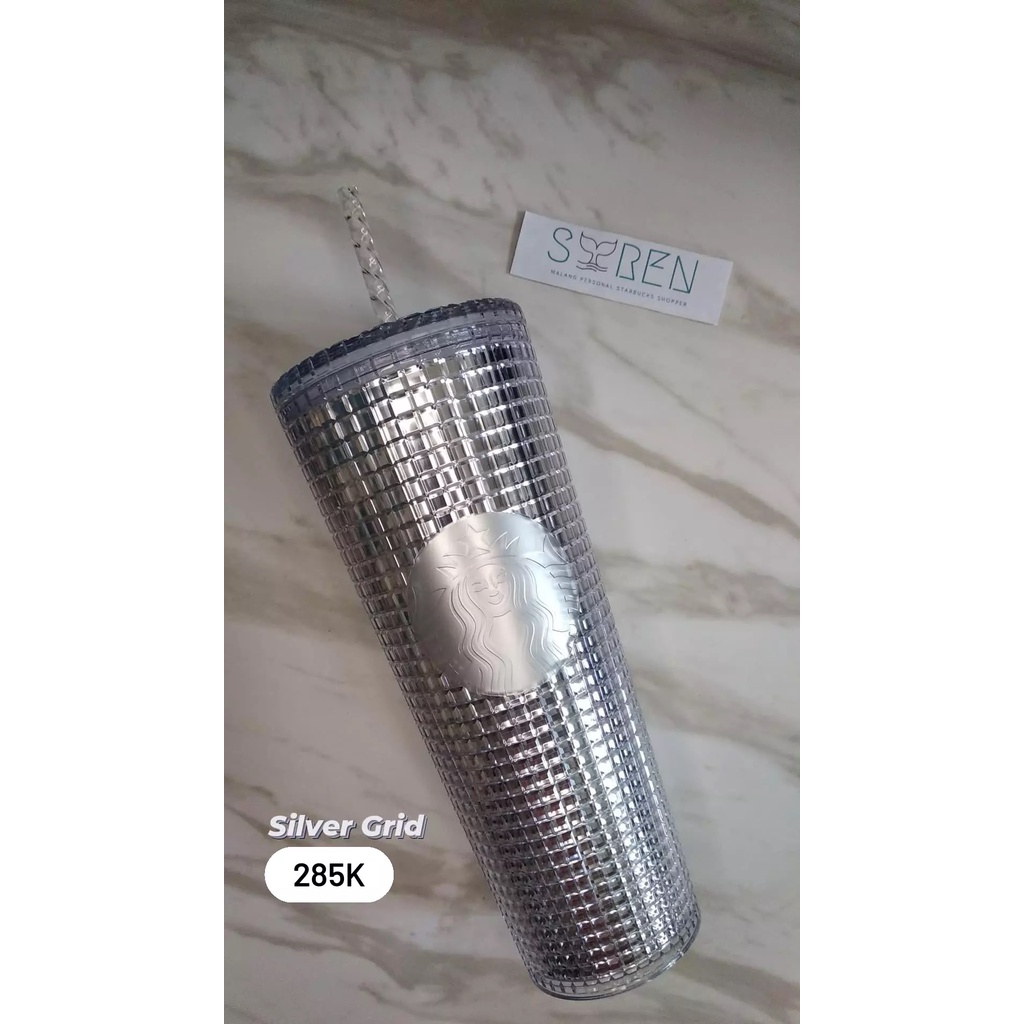 Starbucks Tumbler Silver Grid Bling Cup