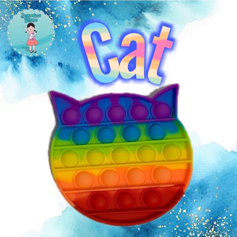 Ready Pop It Rainbow Murah/Fidget Pop It Rainbow Free Kelereng/Free Bonus-Cat