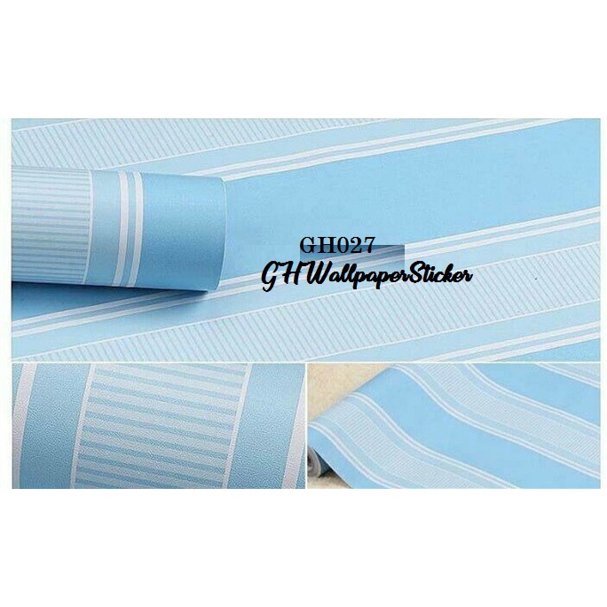 Wallpaper Stiker Dinding hiasan dinding dekorasi dinding ruangan tamu dan kamar 45cmx9m Salur Biru GH027 Elegan