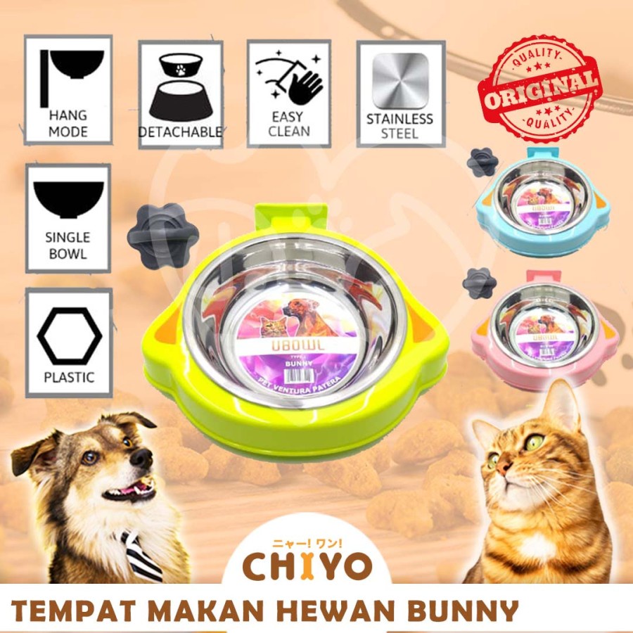 TEMPAT MAKAN GANTUNG HEWAN UBOWL BUNNY &amp; HANGER [ DOG CAT BOWL ]