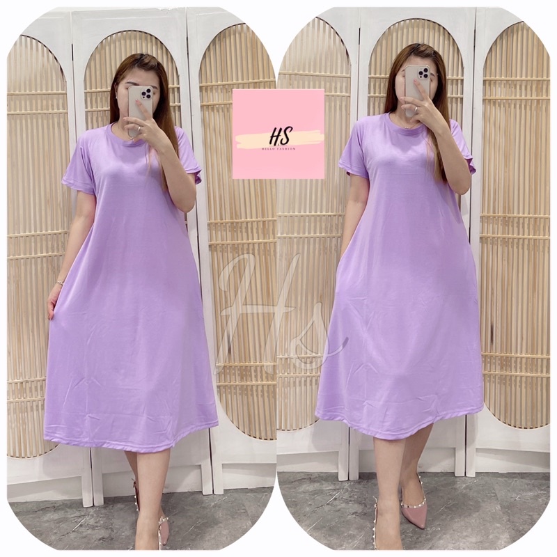 DRESS KANTONG BATWING POLOS OVERSIZE/BY HS