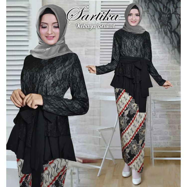 BAJU KEBAYA WANITA HITAM /BAJU KEBAYA BRUKAT SET MEWAH /KEBAYA WISUDA