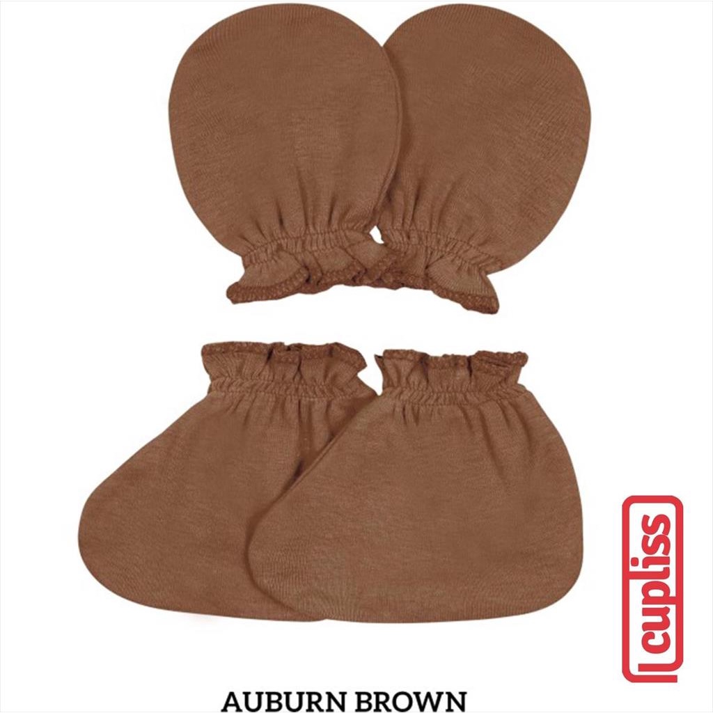 Auburn Brown Little Palmerhaus Mittens Booties Sarung Tangan Kaki Bayi