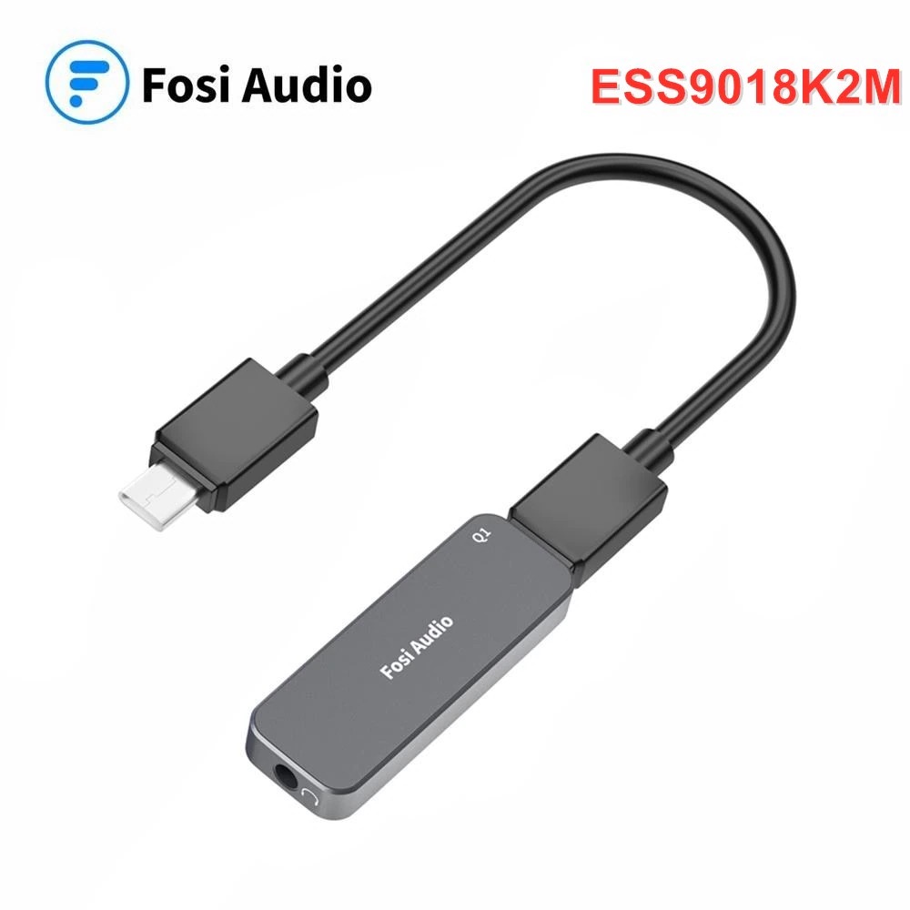 Fosi Audio Portable Headphone Amplifier USB to 3.5mm DAC ES9018K2M- Q1 - Black