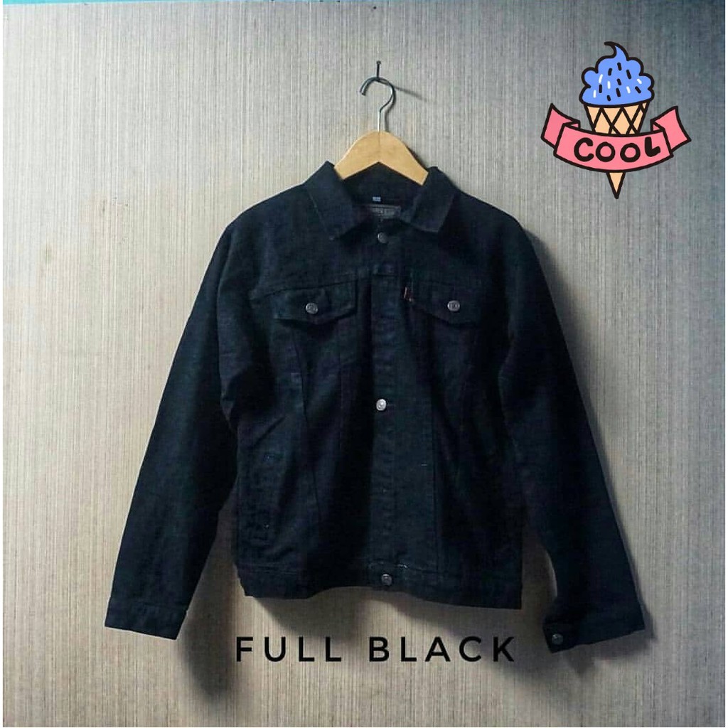 Jaket Denim Pria Full black color fashionable