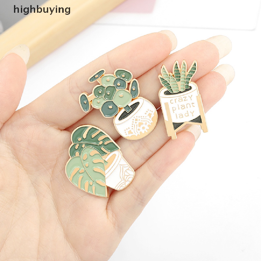 Hbid Bros Pin Enamel Desain Tanaman Pot Monstera Sansevieria I Love Plant