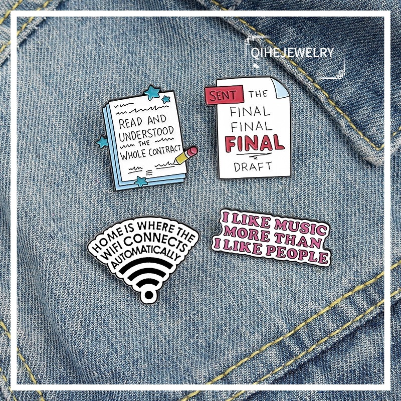 Bros Pin Enamel Desain Kartun Kutipan Humor 4 Gaya Untuk Hadiah Teman