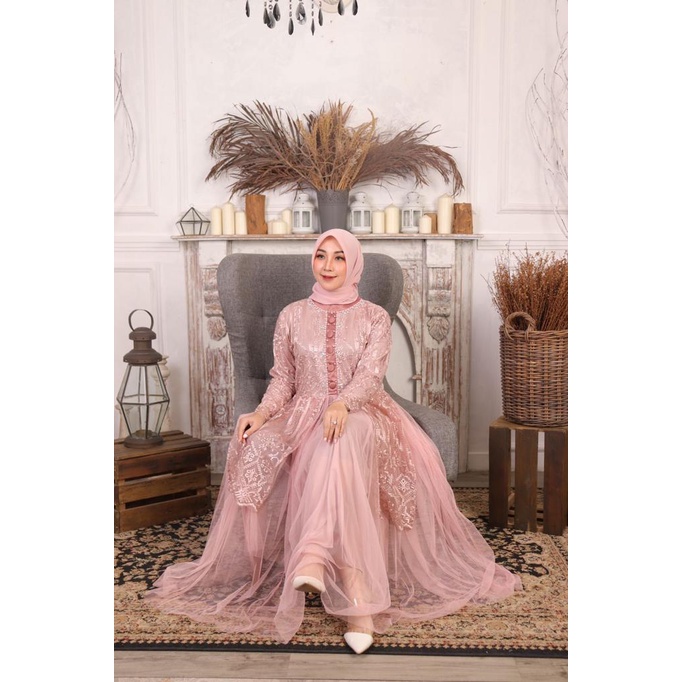 Dress Hayfa FM / Kebaya Gamis Modern / Kebaya Gamis Kondangan / Gamis Pesta Mewah / Gamis Modern / Gamis Brukat / Gamis