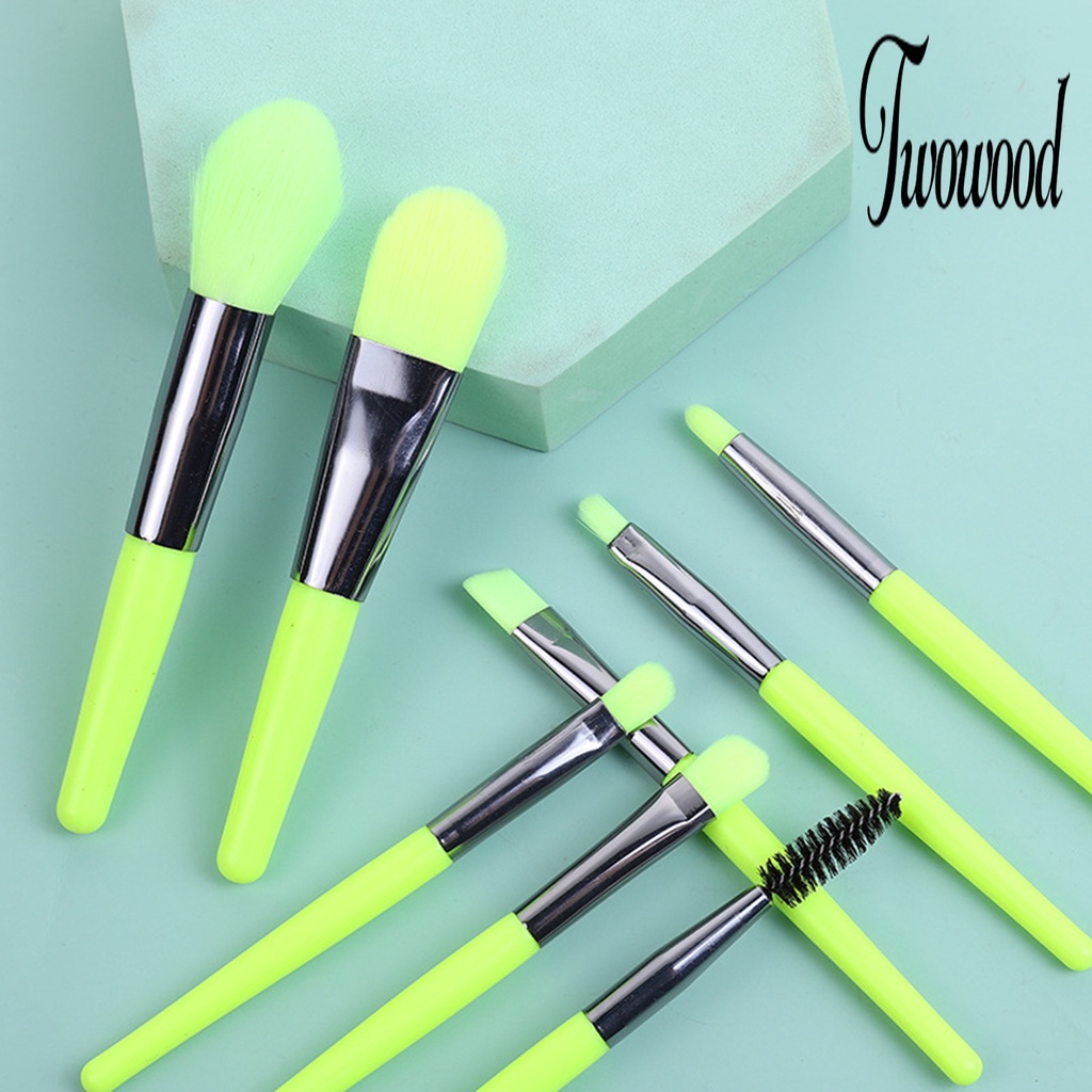 8pcs / Set Brush Makeup Foundation Portable Bahan Plastik Lembut Tahan Lama Untuk Pemula