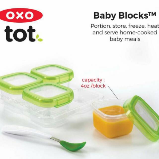 PROMO Oxo tot baby blocks 4oz - GREEN - freezer storage