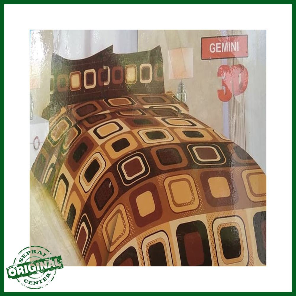 SEPRAI / SPREI BONITA GEMINI QUEEN 160 No.2 SEPRAI KOTAK KREM COKLAT KOPI SUSU