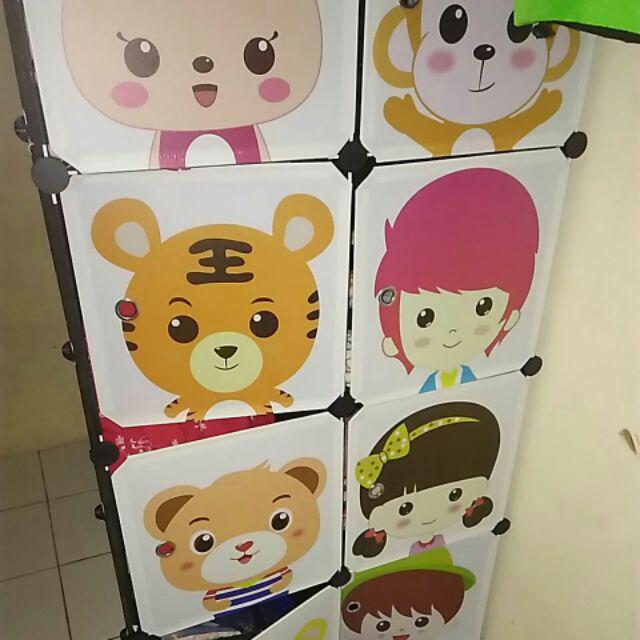 Lemari Pakaian Plastik Rak Serbaguna Susun Lemari Baju Anak 8 Pintu/kotak