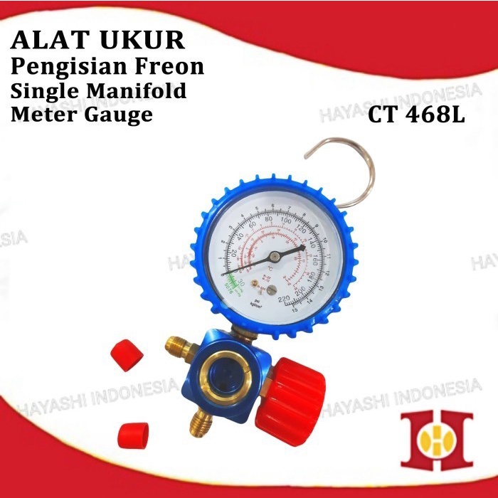 Manifold Single Alat Ukur Test Isi Freon AC Kulkas 466 R12 R22 R134A