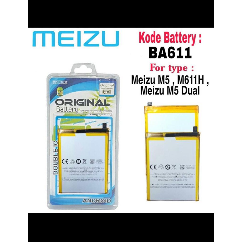 Baterai Batrai Meizu M5 / Meizu BA-611 / Meizu BA611 / Meizu M611H / Meizu M5 Dual