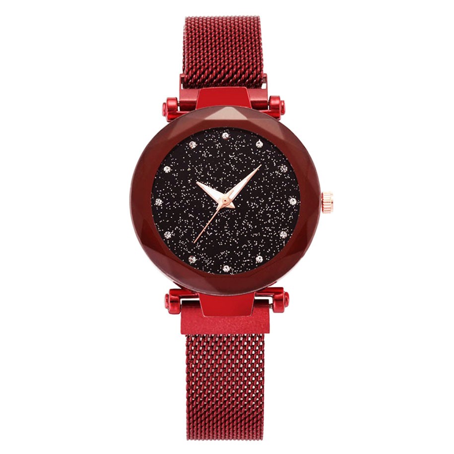 Jam Tangan Wanita:Korea Fashion GALAXY Star,Magnet Mesh Milan Band Starry Night Sky Kuarsa Watch