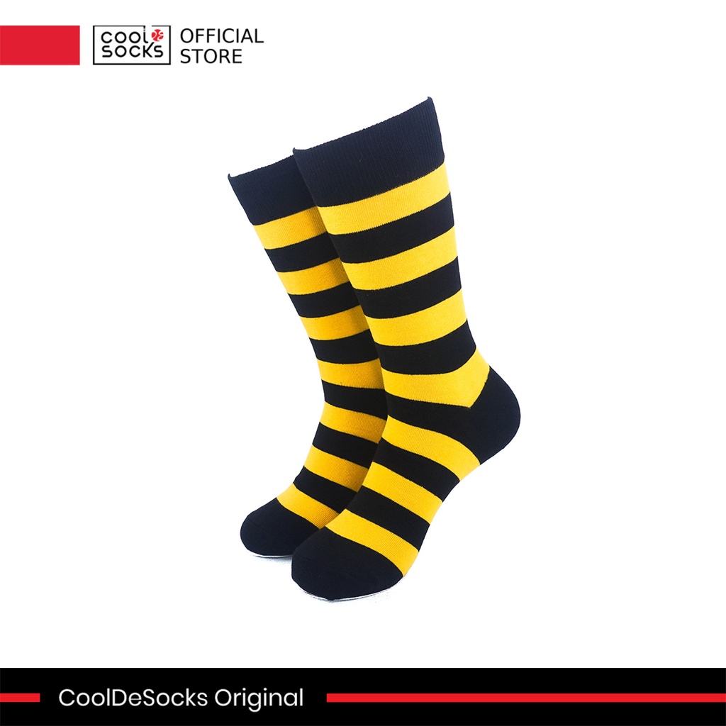 Kaos Kaki CoolDeSocks Original | Striped (Black Yellow)