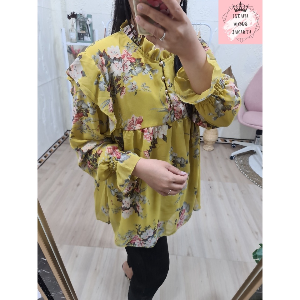 ISTANA MODE JAKARTA Zira baju atasan wanita terbaru blouse korean style blouse wanita lengan panjang-KUBUS