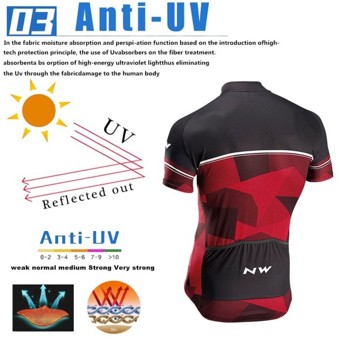 Jersey Road Bike Import Black Red Leaf baju Sepeda MTB SELI