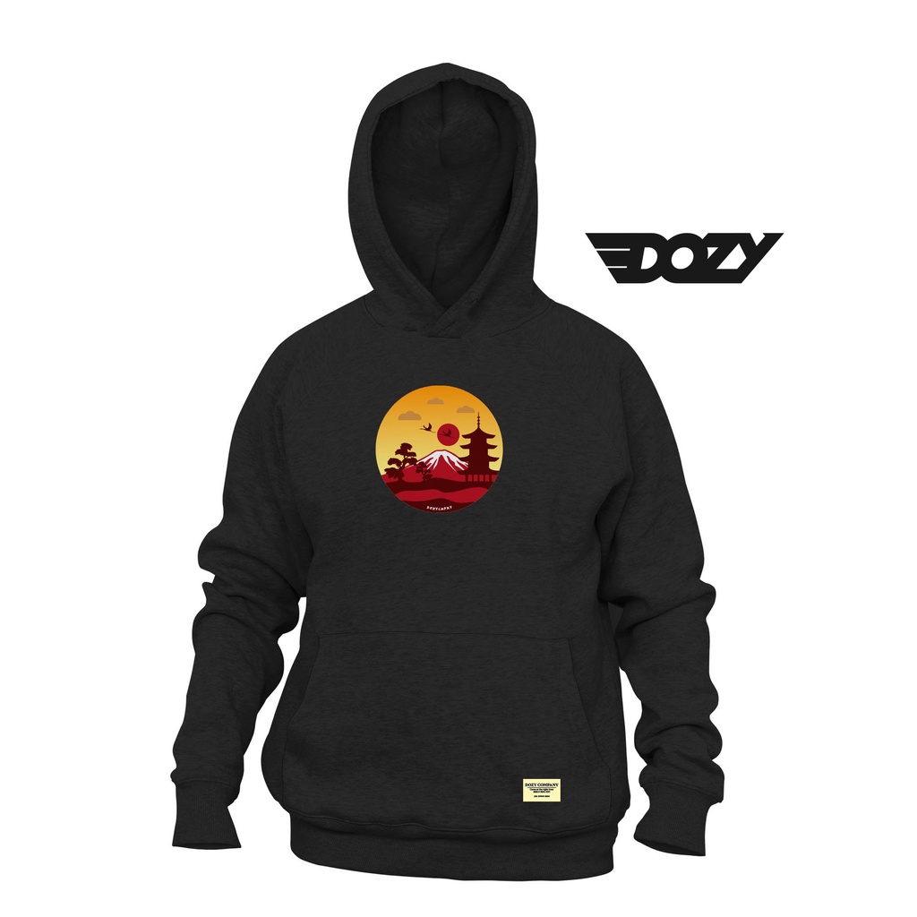 Dozy H002 hoodie black motif simple unisex