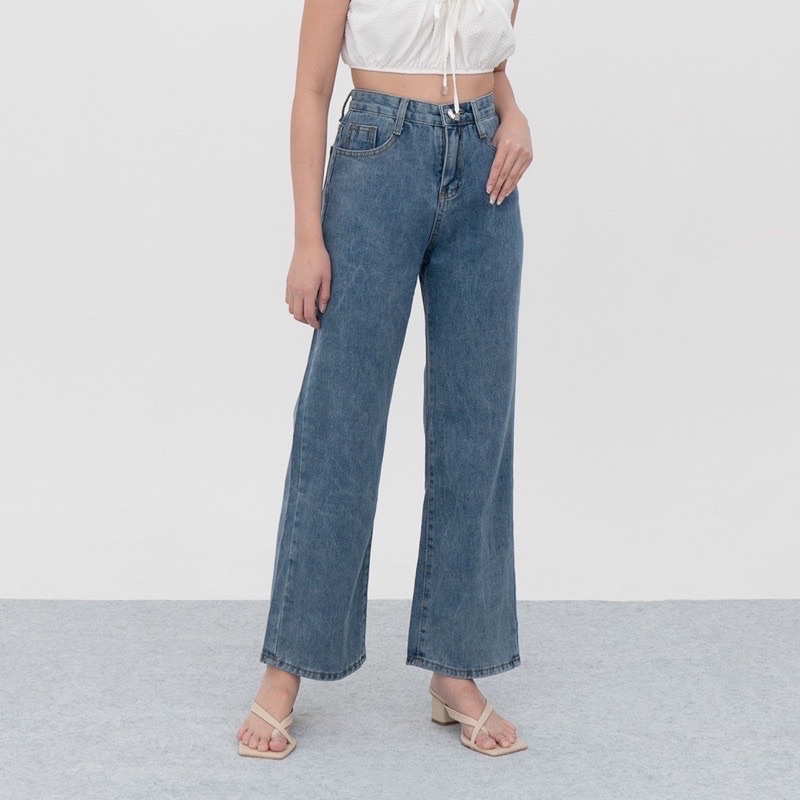 HW KOREA  JEANS KULOT CELANA JEANS HIGHWAIST