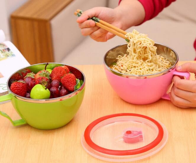 Cangkir Mangkok Stainless Gagang / Fresh bowl /Tempat Makan Kedap