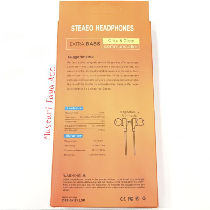 HF HEADSET PHILIPS QP036 MAGNETIC BASS IN EAR HANDSFREE MURAH PROMO