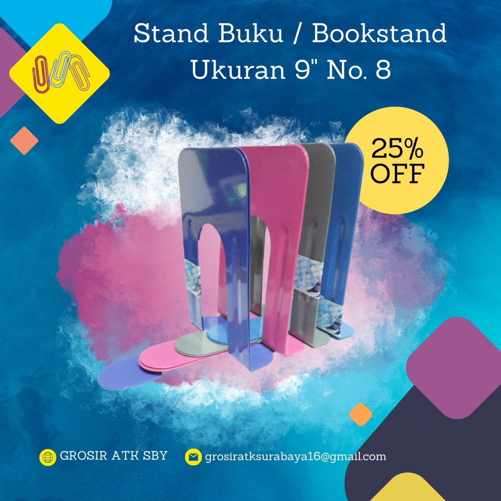 

Stand Buku / Penyangga Buku / Bookstand Merk A+Z Type 9" No. 8 (Harga Untuk 1 Set)