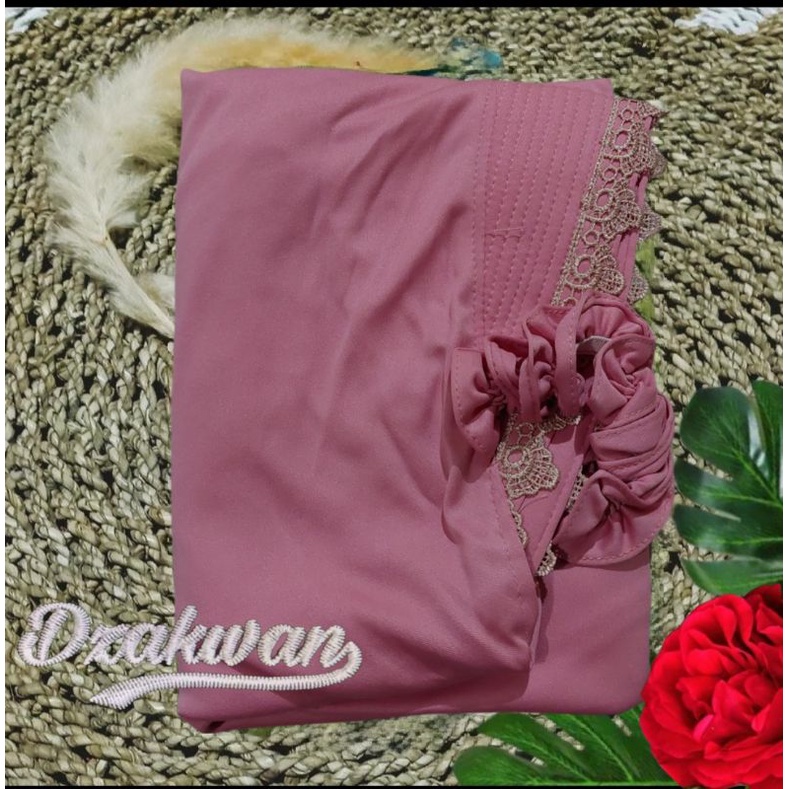 Jilbab instan syar'i sajidah jumbo jersey renda-Dusty pink