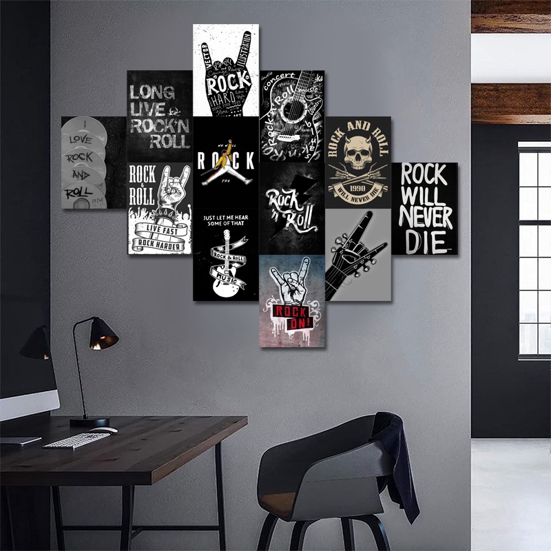 Poster Dinding Kamar Cowok Rock n Roll Ukuran A6 A5 Model Aesthetic Absurd Poster Murah 16 pcs | SC4